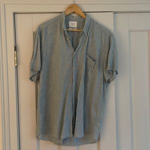 Billy Reid light blue linen shirtsleeve Oxford
